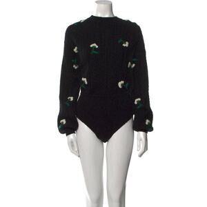 Naya Rea Wool Cable Knit Black Sweater Onesie Sz M